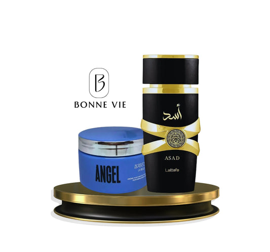 [ESQUENTA BLACK] Lattafa ASAD - Perfume Árabe (100ml) + Hidratante Angel (250ml)