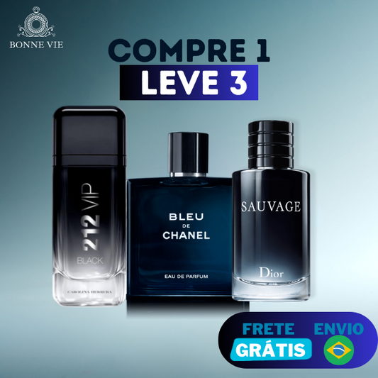 KIT COM 3 PELO PREÇO DE 1  - Sauvage | Bleu | 212 - (100ml) [PROMOÇÃO DE ANIVERSÁRIO]